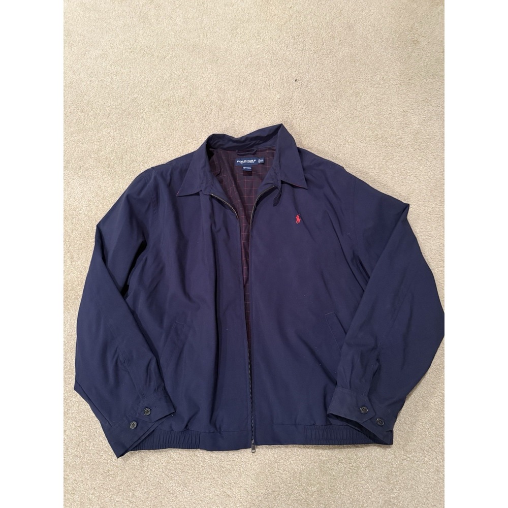 Vintage Polo Golf Ralph Lauren Navy Full Zip Harrington Size XL Flannel Lined